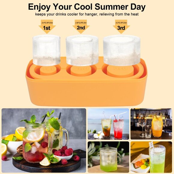 Stanley Cup Ice Mold 40 oz 30 oz Silicone Ice Cube Tray with Lid, 3 Pcs - 3 Size - Picture 4 of 6